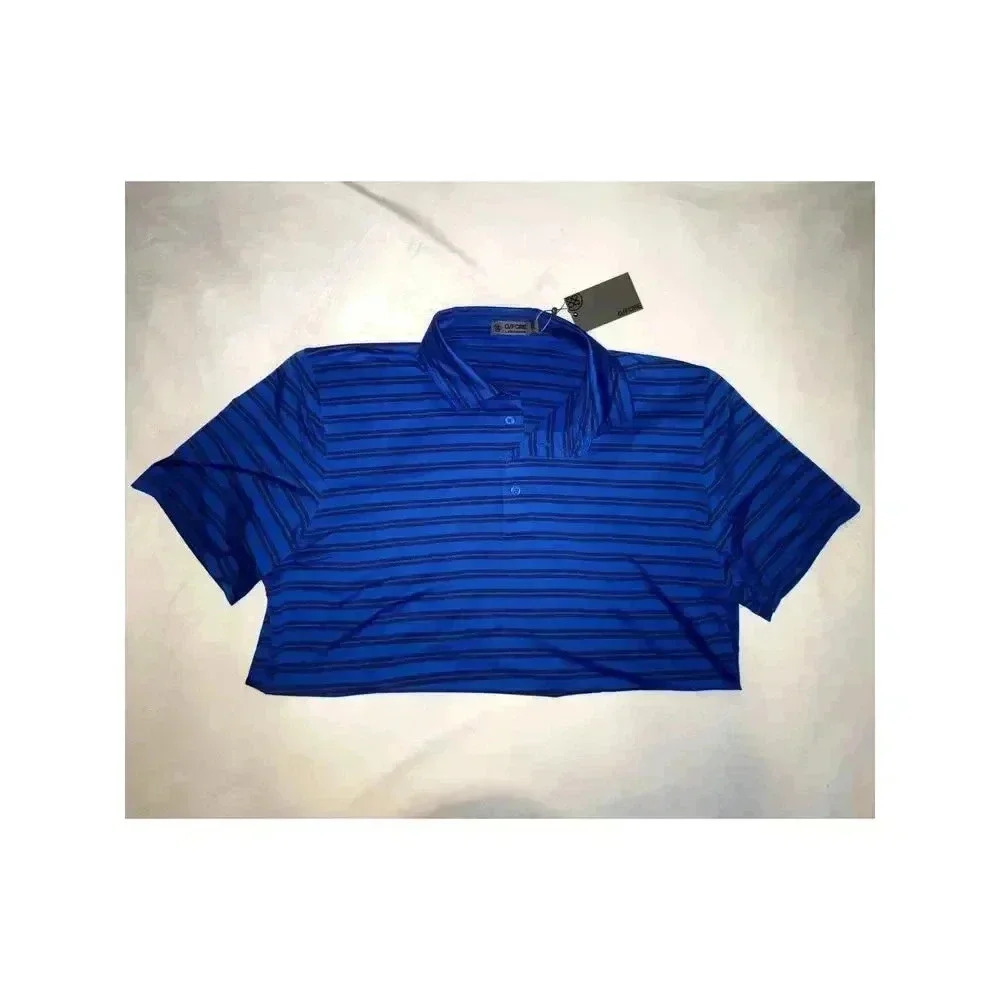Men's Blue Striped Polo Shirt
